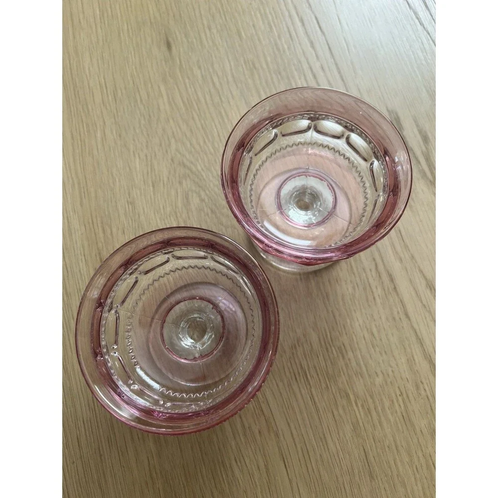 Tiffin-Franciscan King's Crown Ruby Flashed Sherbet Glasses Set Of 2